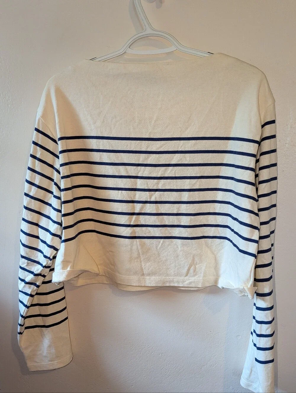 J. Crew Women's Nautical Striped Long Sleeve Top - Off White & Blue